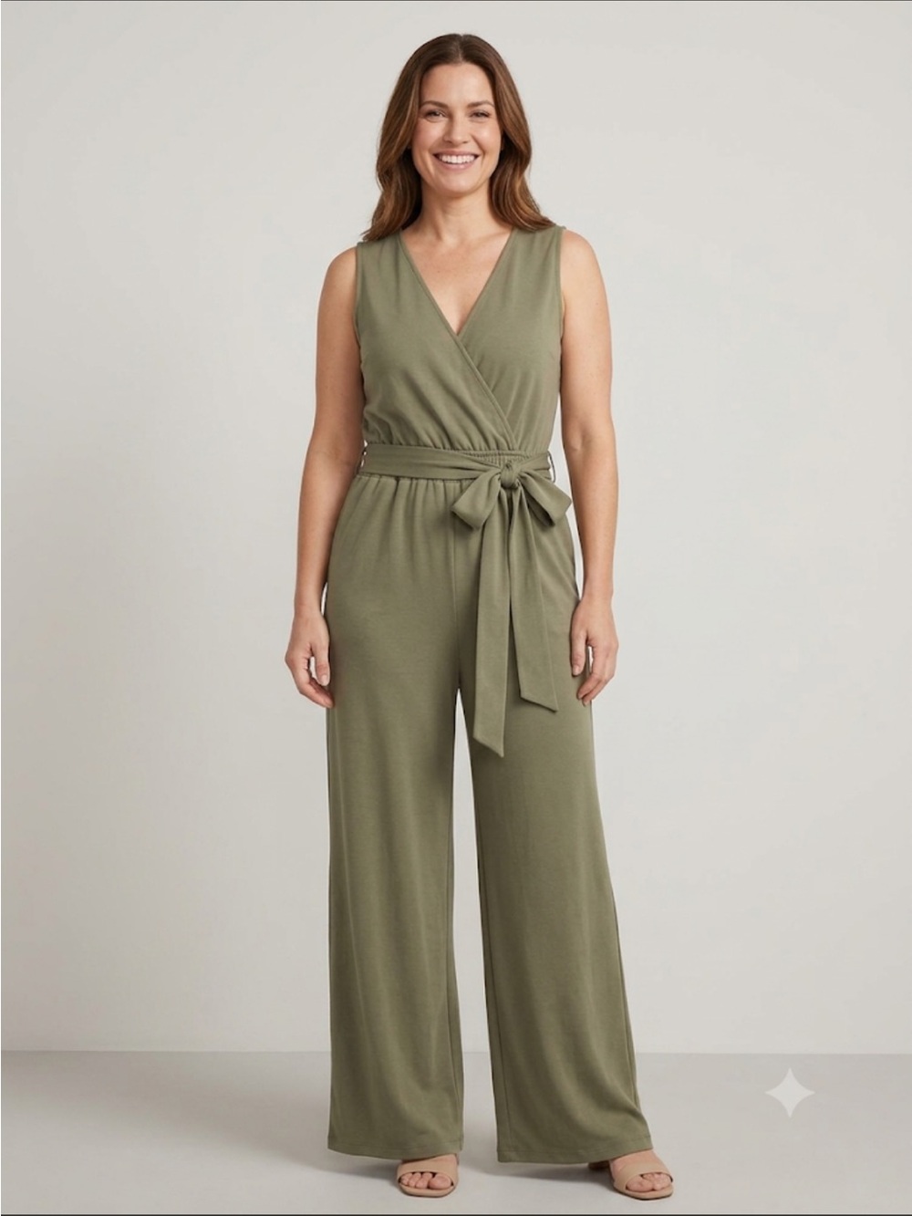 The Drop Carolyn Mirand Sleeveless Wrap Jumpsuit with Tie Waist. XL. NWT